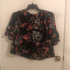 Black floral blouse
